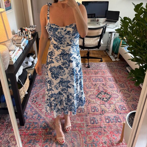 AQUA Toile De Jouy Sleeveless Floral Midi Dress - Picture 2 of 6